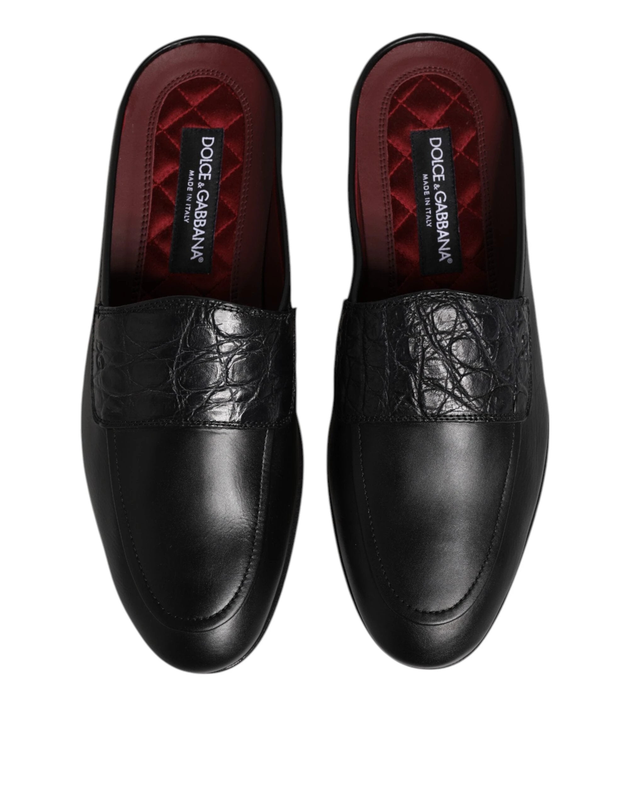 Dolce & Gabbana Black Calfskin Leather Slip On Loafers Shoes by Dolce & Gabbana