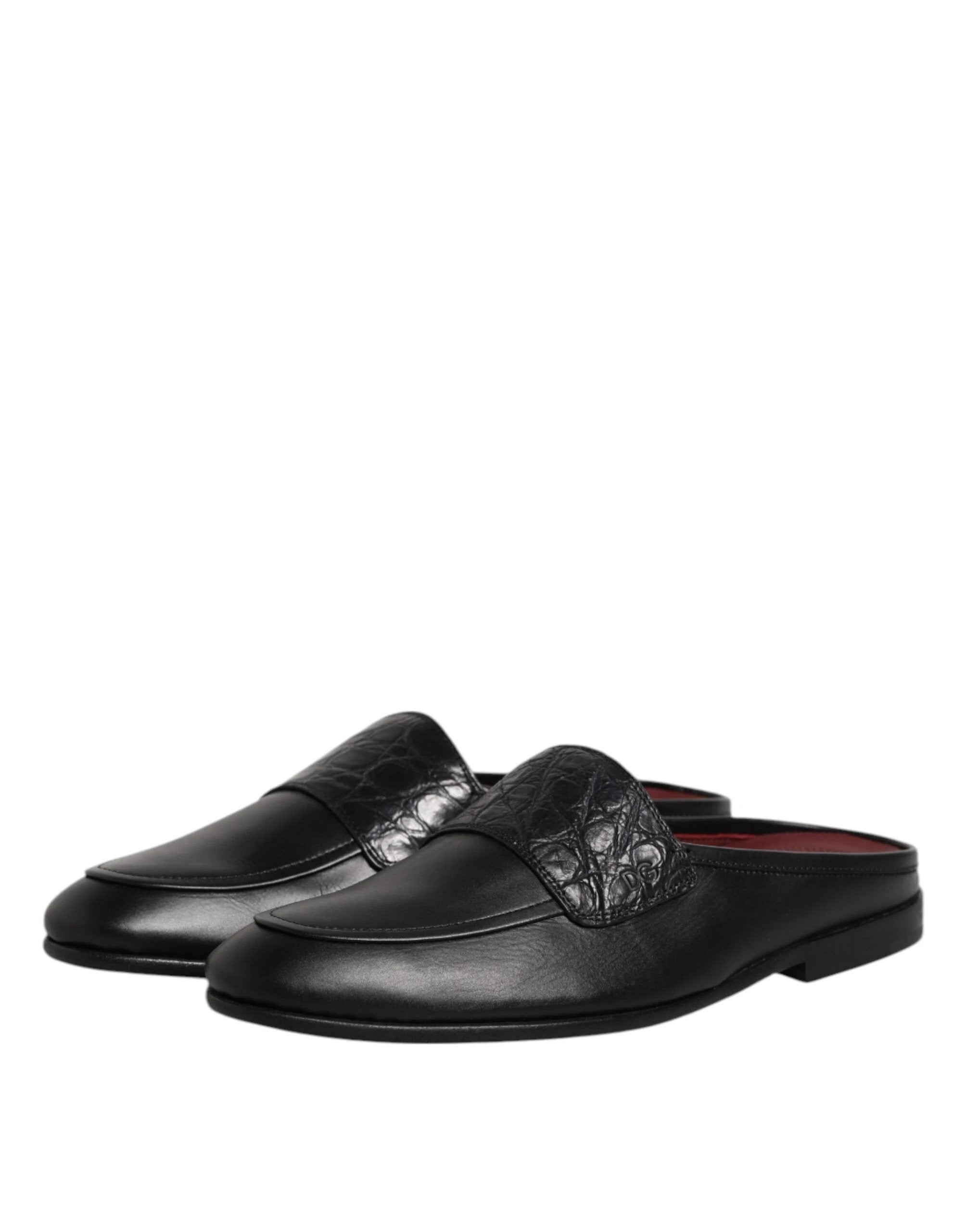 Dolce & Gabbana Black Calfskin Leather Slip On Loafers Shoes by Dolce & Gabbana