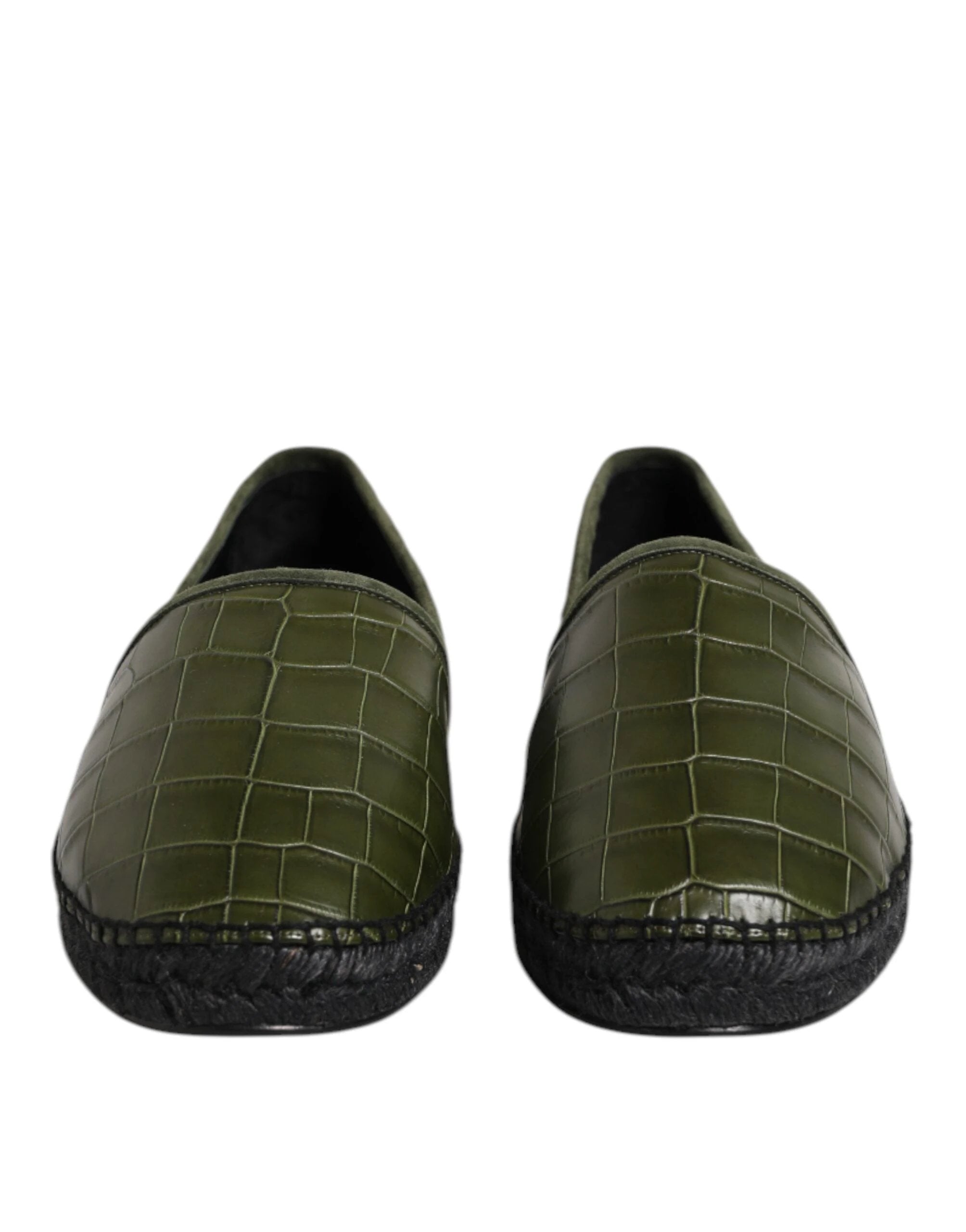 Dolce & Gabbana Green Exotic Leather Espadrilles Slip On Shoes by Dolce & Gabbana