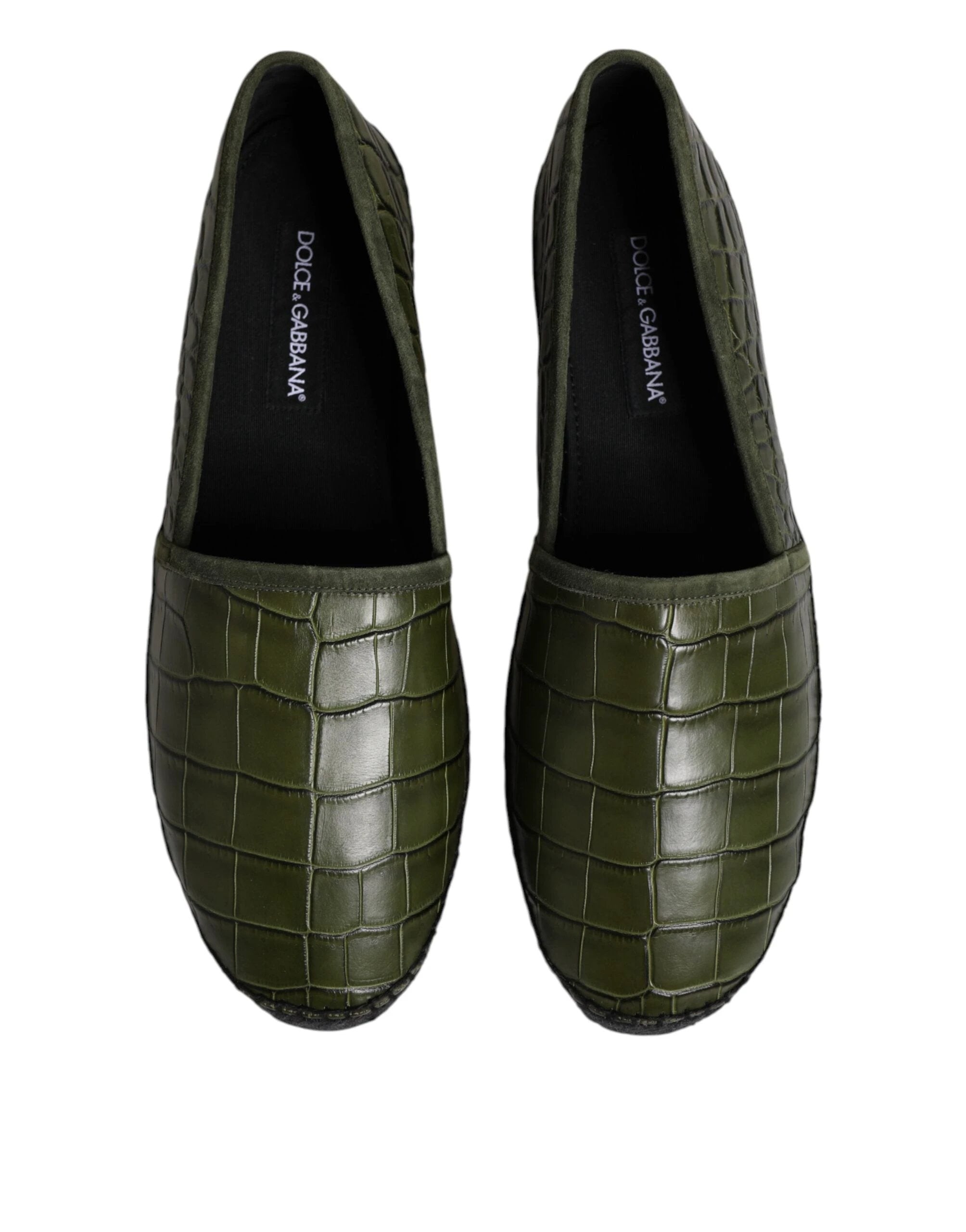 Dolce & Gabbana Green Exotic Leather Espadrilles Slip On Shoes by Dolce & Gabbana