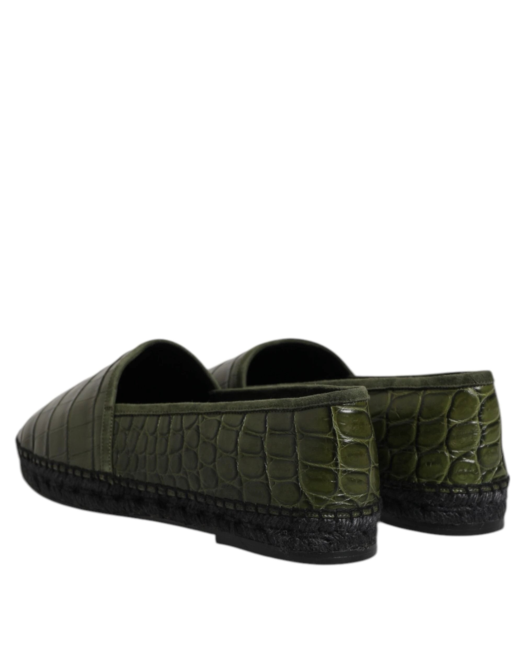 Dolce & Gabbana Green Exotic Leather Espadrilles Slip On Shoes by Dolce & Gabbana