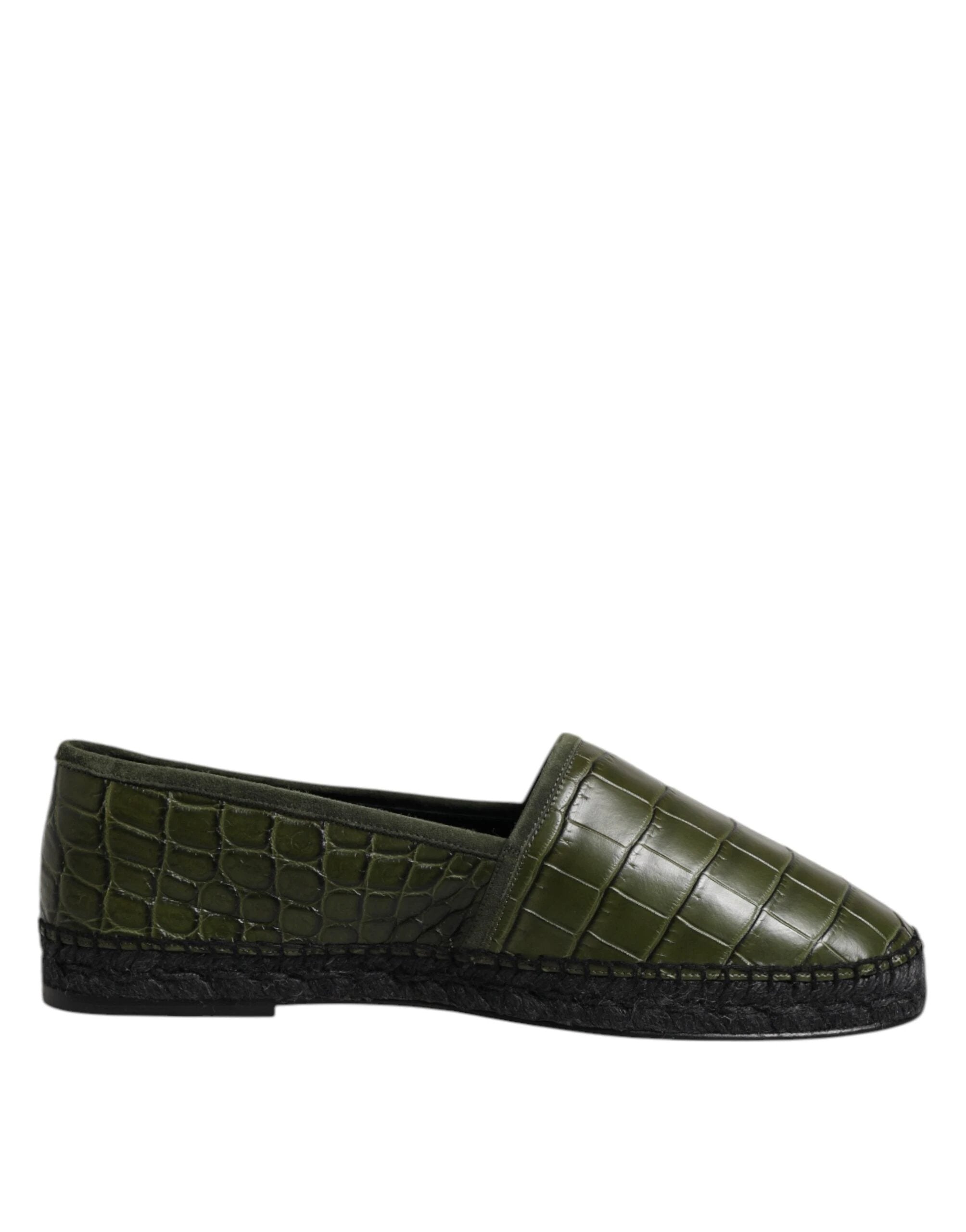 Dolce & Gabbana Green Exotic Leather Espadrilles Slip On Shoes by Dolce & Gabbana