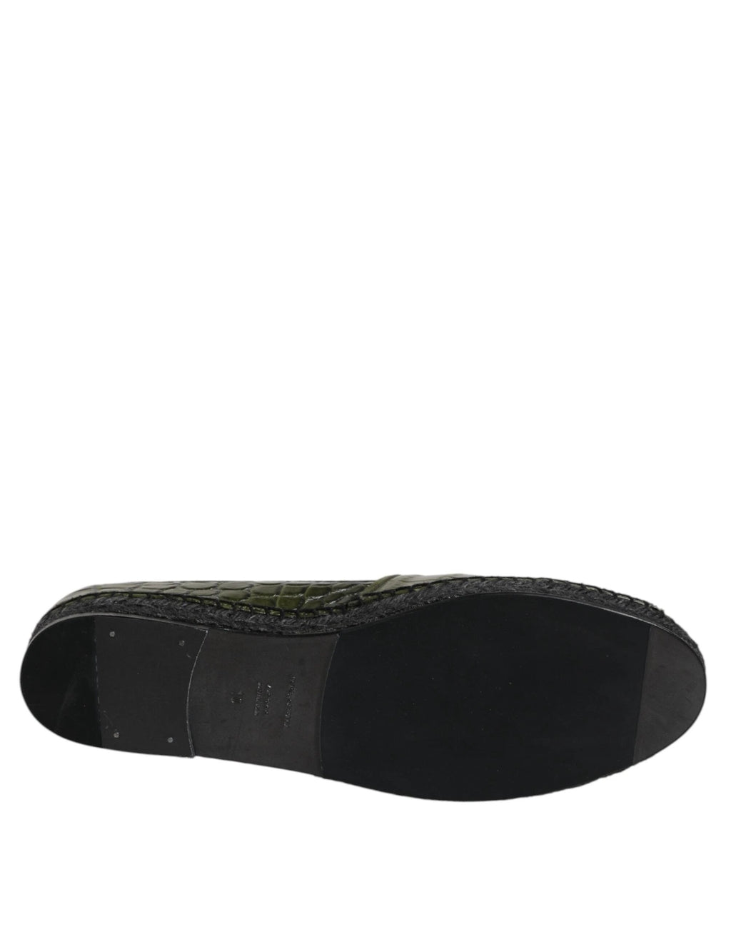 Dolce & Gabbana Green Exotic Leather Espadrilles Slip On Shoes by Dolce & Gabbana