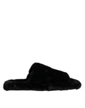 Dolce & Gabbana Black Polyester Velvet Slides Slipper Shoes by Dolce & Gabbana