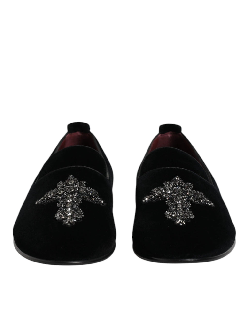Dolce & Gabbana Black Velvet Embellished Loafer Slip On Shoes by Dolce & Gabbana
