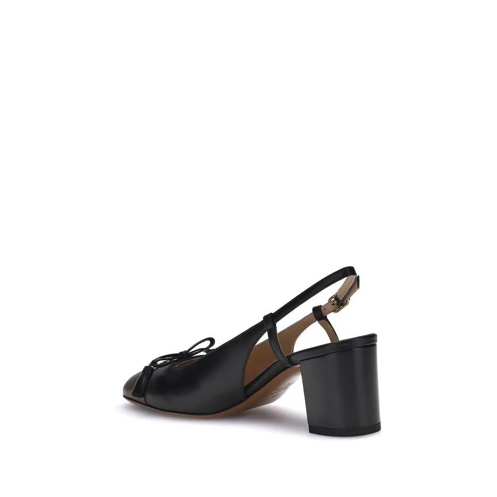 Valentino Garavani Black Calf Leather Bos Taurus Mid Heel Pumps