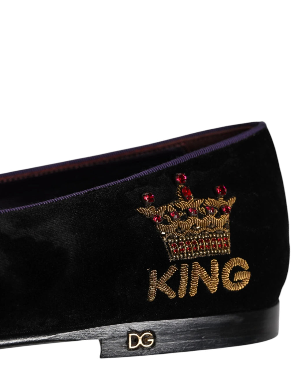 Dolce & Gabbana Black DG Crown Embroidery Loafers Slip On Shoes by Dolce & Gabbana
