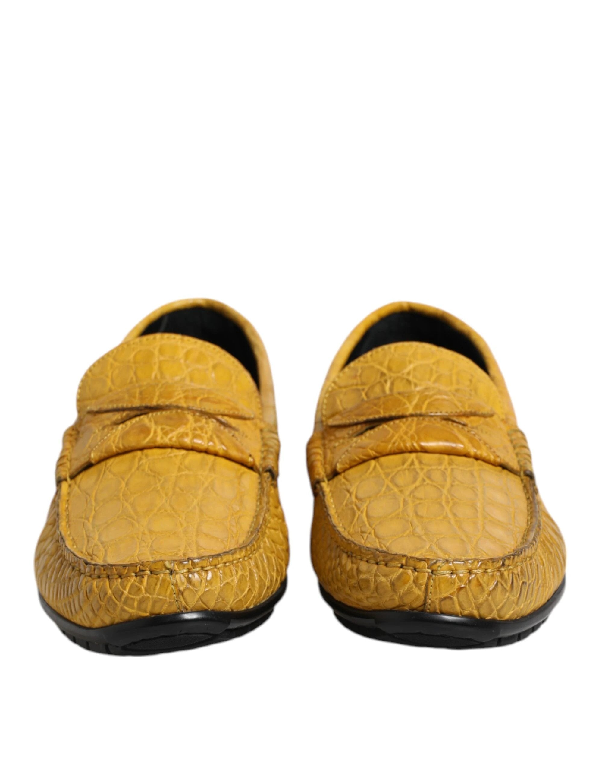 Dolce & Gabbana Yellow Exotic Leather Loafers Slip On Shoes by Dolce & Gabbana