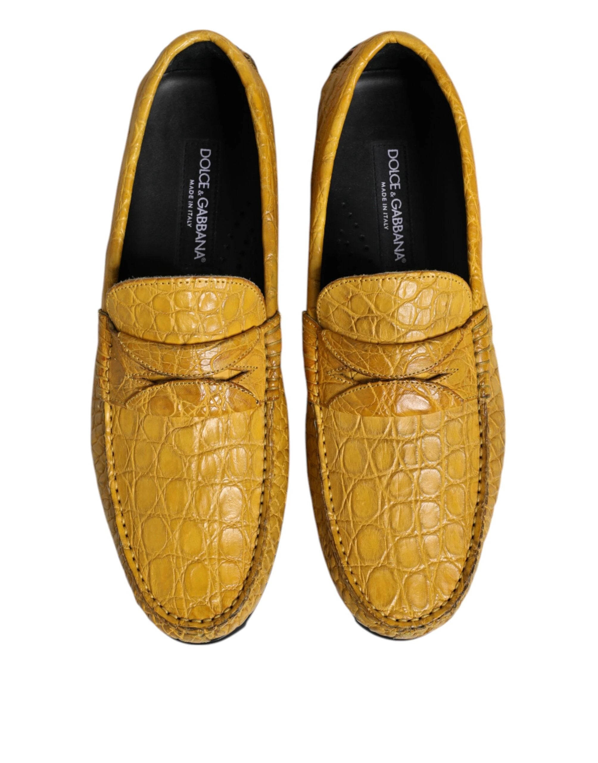 Dolce & Gabbana Yellow Exotic Leather Loafers Slip On Shoes by Dolce & Gabbana