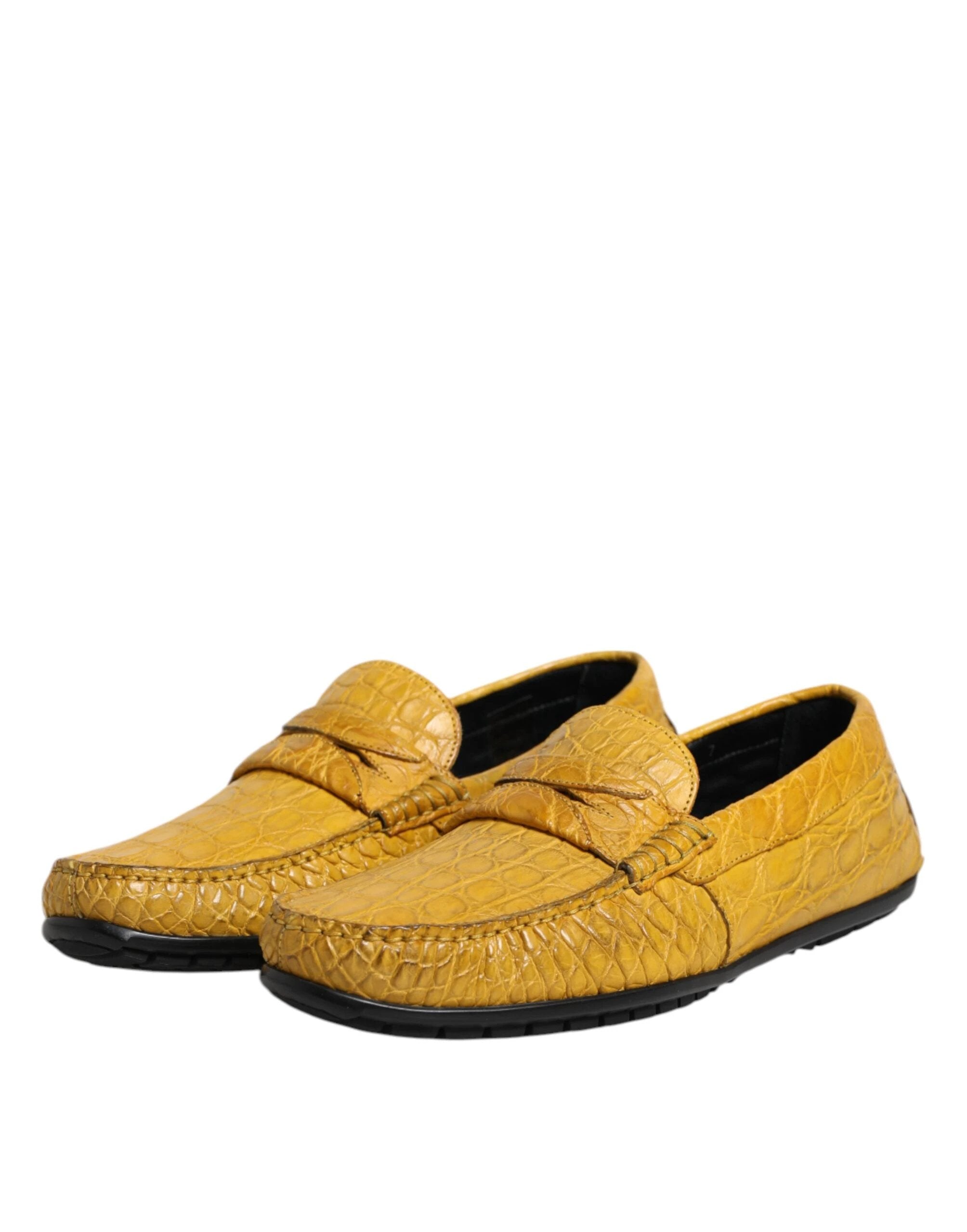 Dolce & Gabbana Yellow Exotic Leather Loafers Slip On Shoes by Dolce & Gabbana