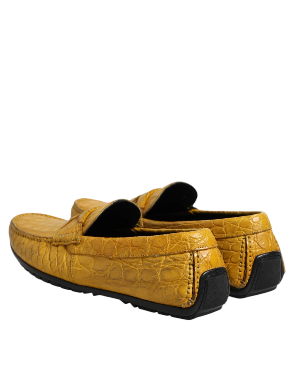 Dolce & Gabbana Yellow Exotic Leather Loafers Slip On Shoes by Dolce & Gabbana