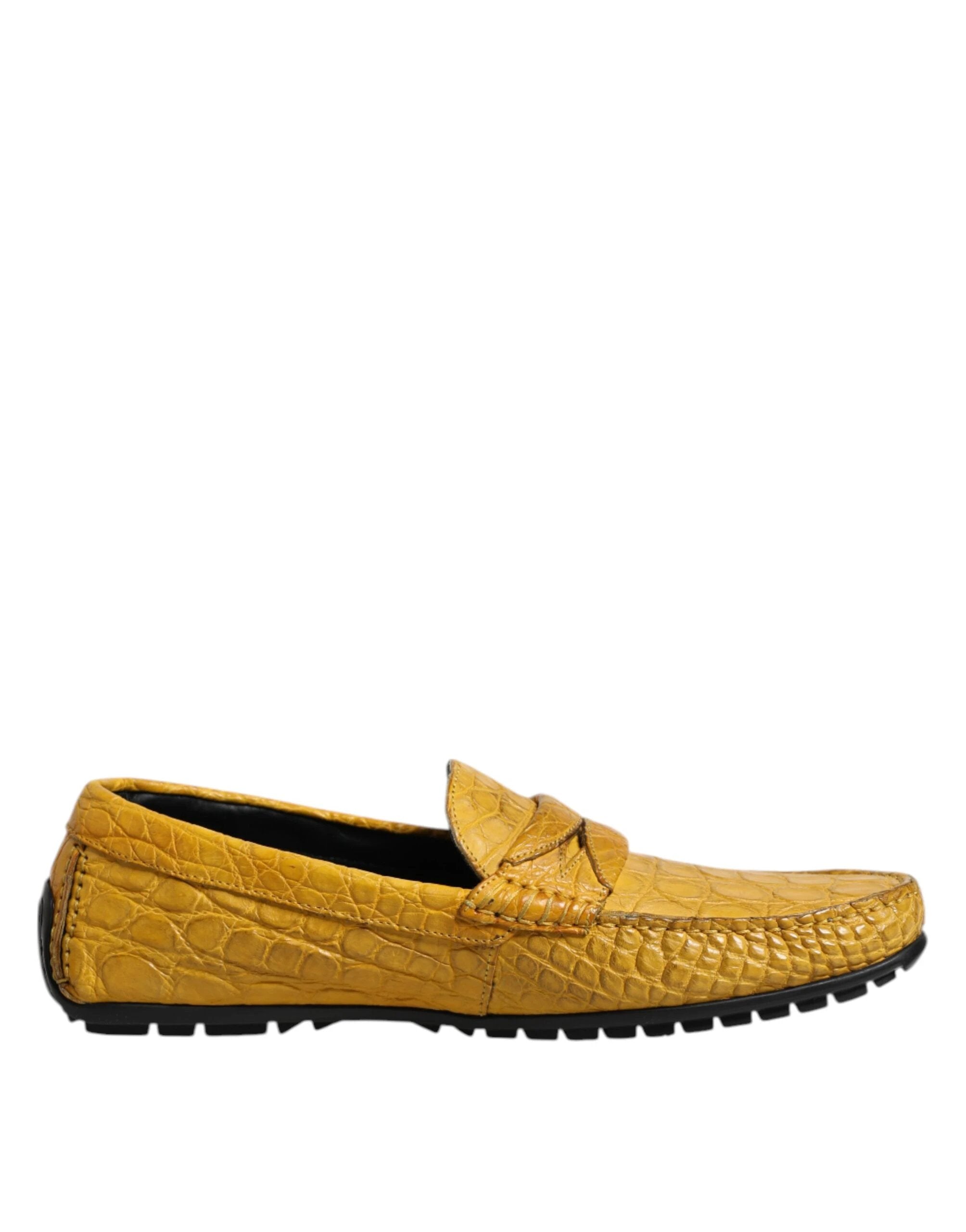 Dolce & Gabbana Yellow Exotic Leather Loafers Slip On Shoes by Dolce & Gabbana