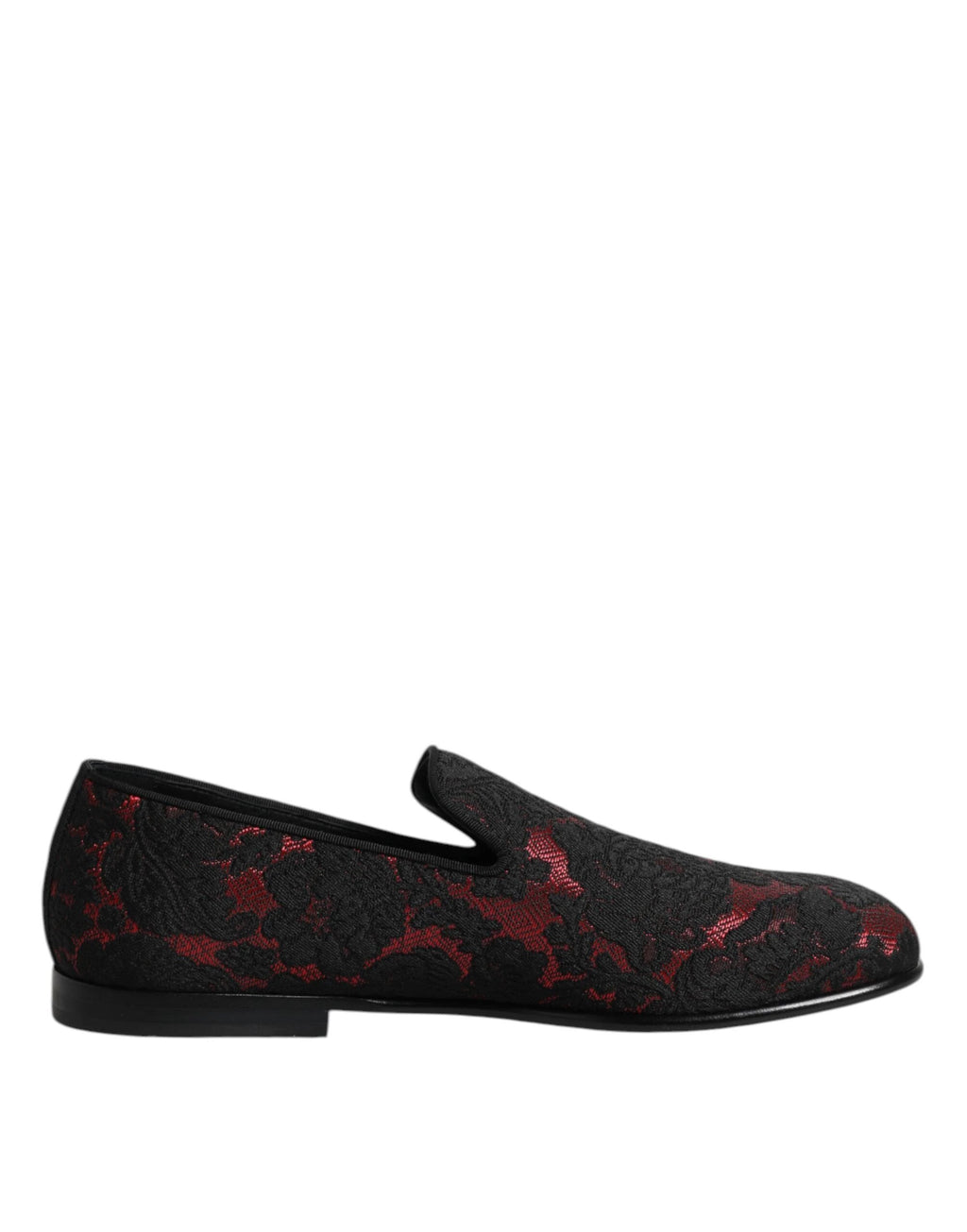 Dolce & Gabbana Red Black Jacquard Slip On Men Loafers Shoes by Dolce & Gabbana