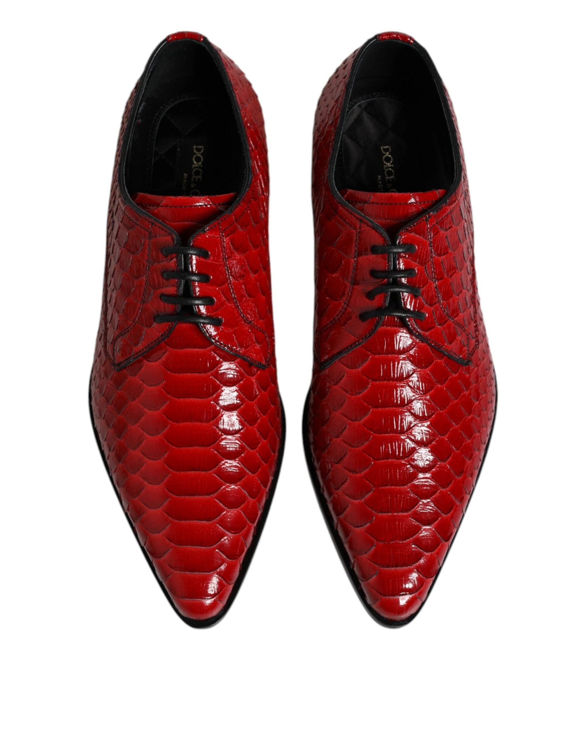 Dolce & Gabbana Red Exotic Leather Lace Up Dress Derby Shoes by Dolce & Gabbana