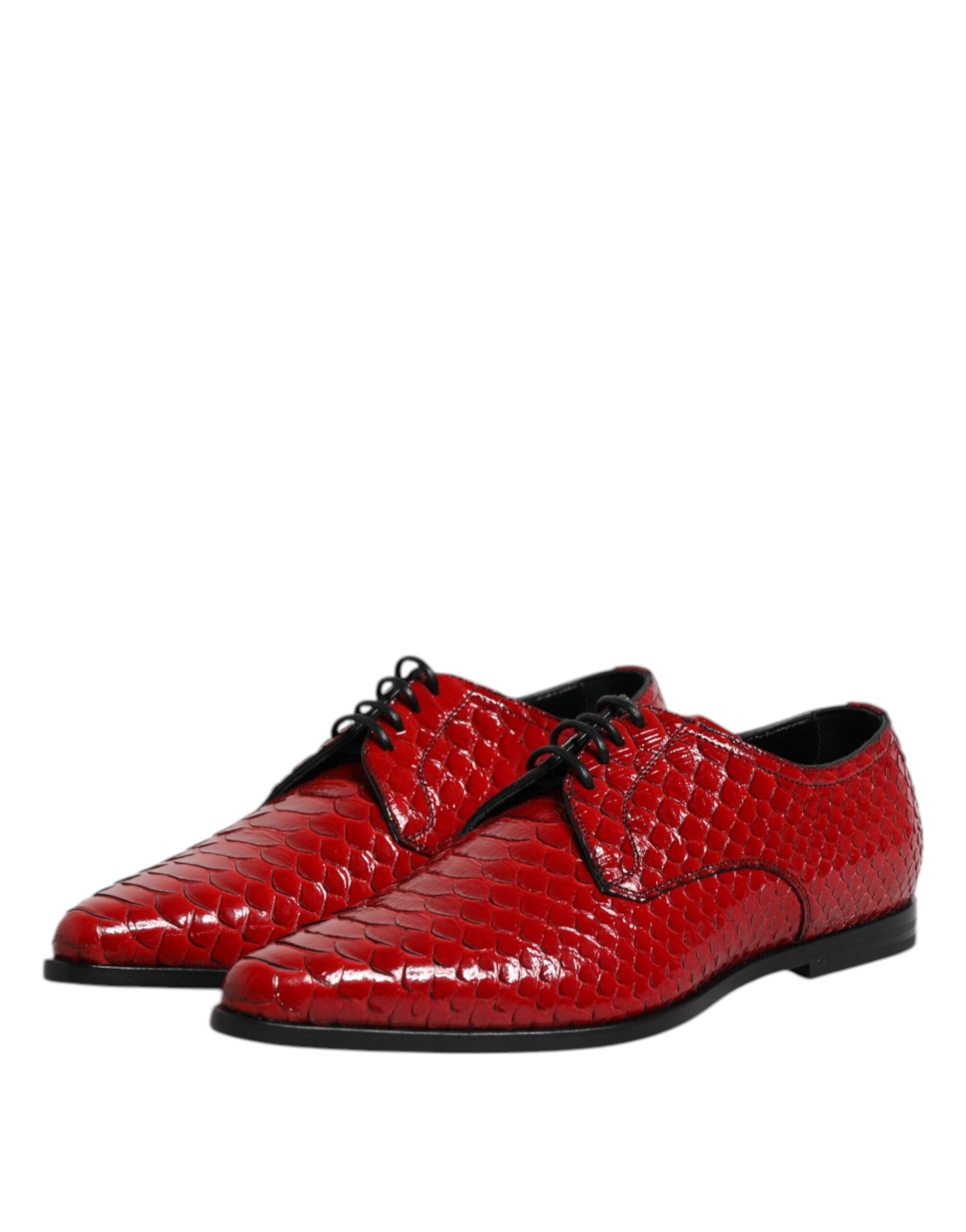 Dolce & Gabbana Red Exotic Leather Lace Up Dress Derby Shoes by Dolce & Gabbana