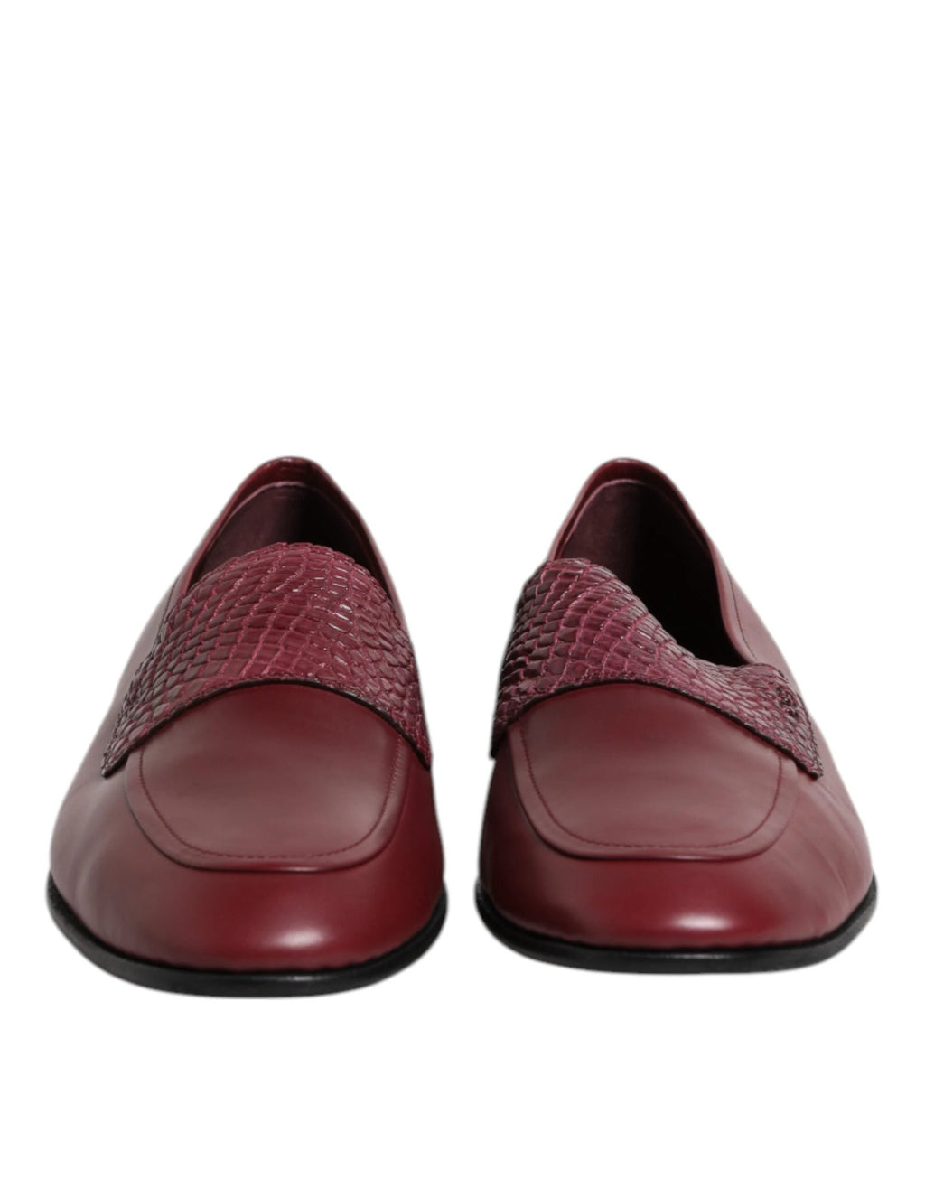 Dolce & Gabbana Burgundy Calfskin Leather Formal Slip On Shoes by Dolce & Gabbana