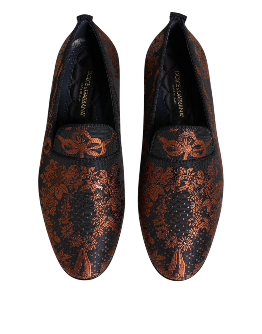 Dolce & Gabbana Black Jacquard Polyester Slip On Loafers Shoes by Dolce & Gabbana