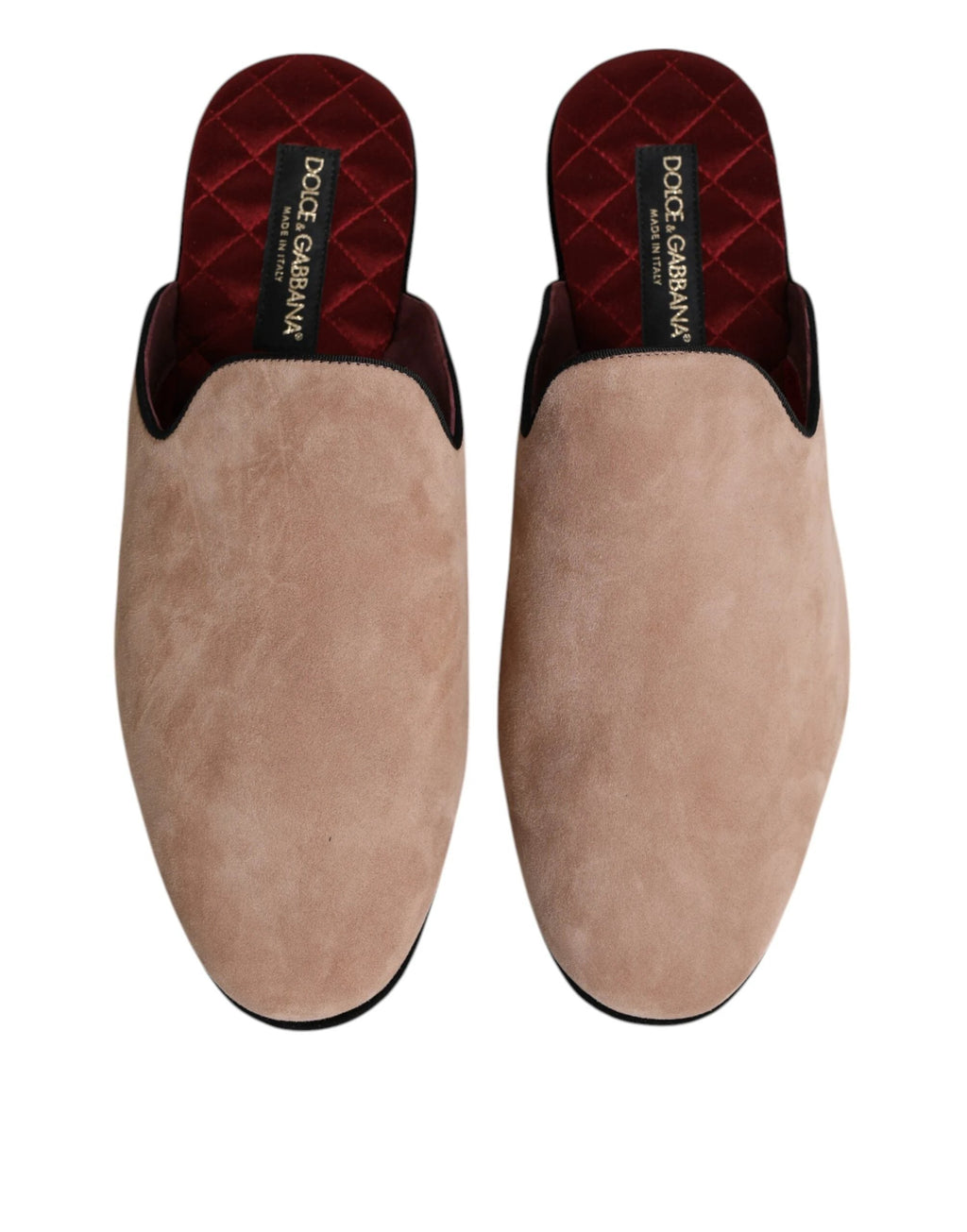 Dolce & Gabbana Beige Capra Suede Slides Flat Slipper Shoes by Dolce & Gabbana