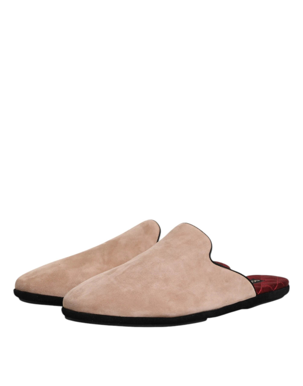 Dolce & Gabbana Beige Capra Suede Slides Flat Slipper Shoes by Dolce & Gabbana