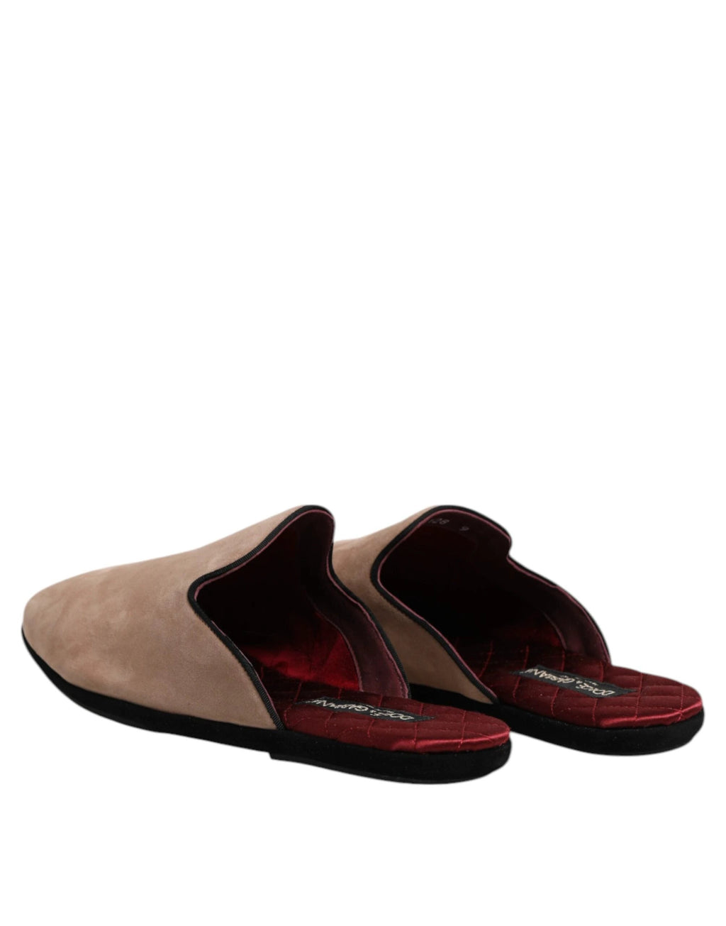 Dolce & Gabbana Beige Capra Suede Slides Flat Slipper Shoes by Dolce & Gabbana