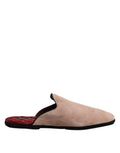 Dolce & Gabbana Beige Capra Suede Slides Flat Slipper Shoes by Dolce & Gabbana