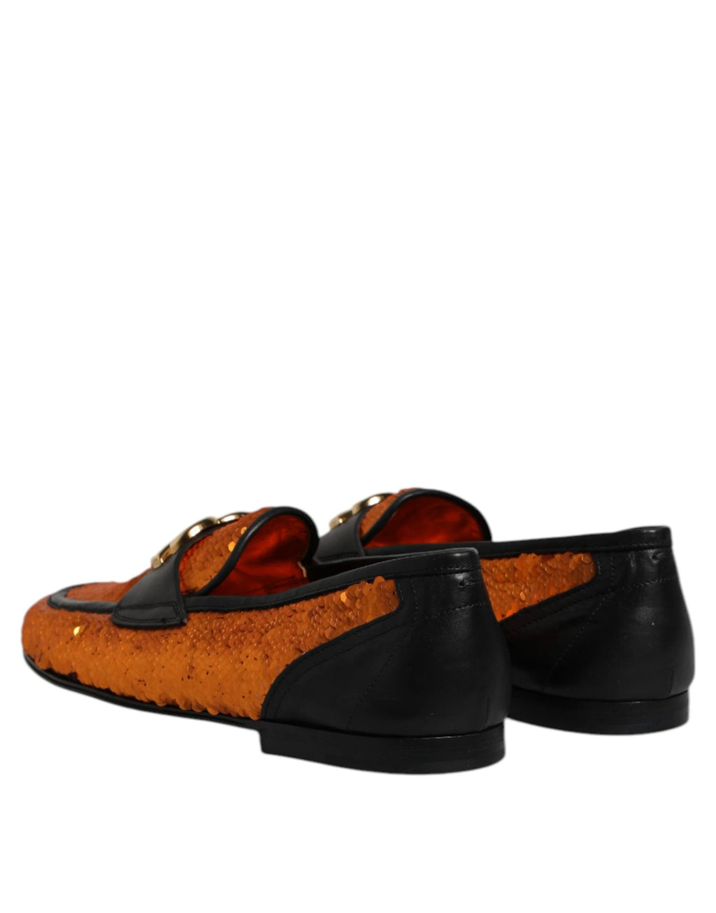 Dolce & Gabbana Orange Sequin Embellished Men Loafers Shoes by Dolce & Gabbana