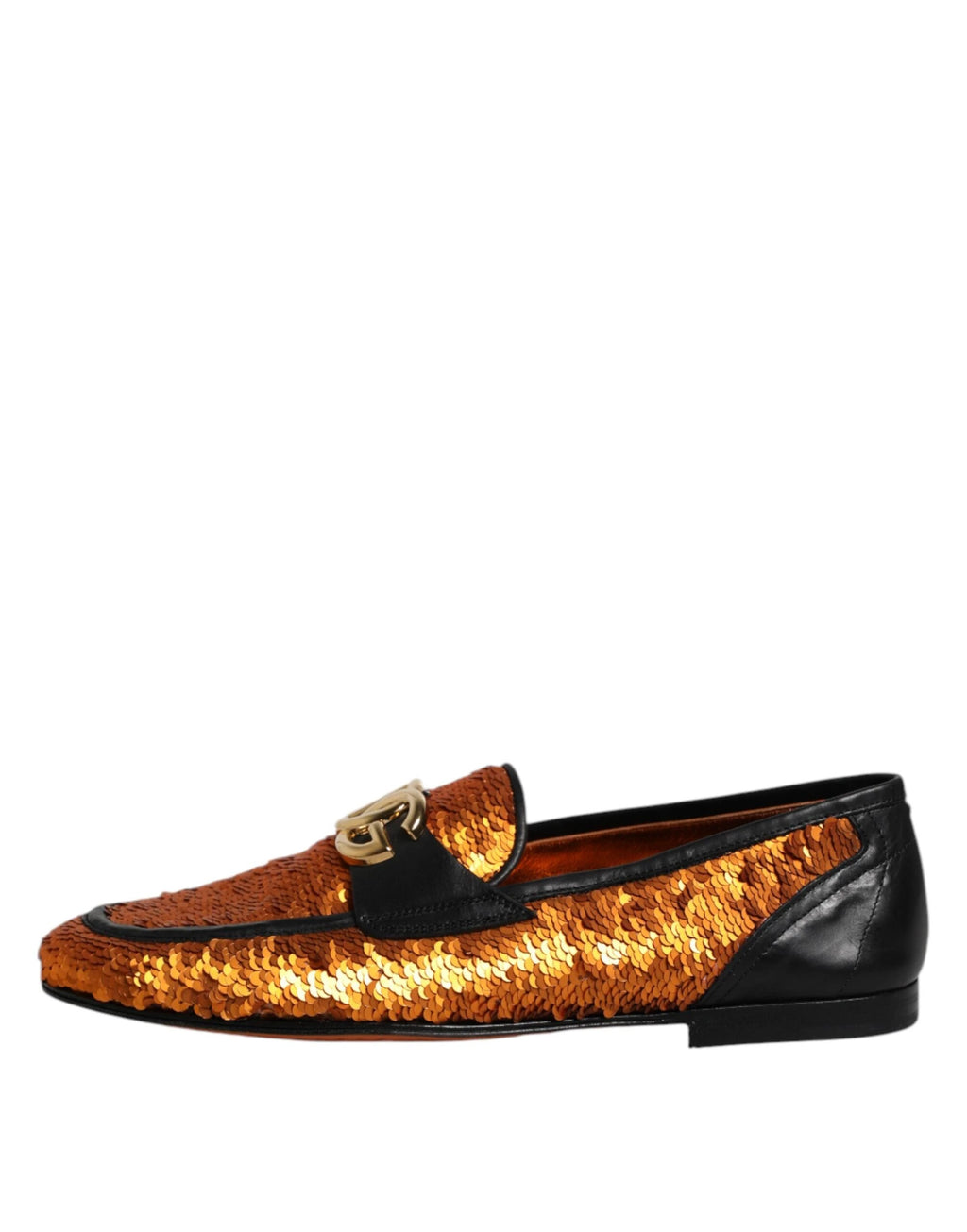 Dolce & Gabbana Orange Sequin Embellished Men Loafers Shoes by Dolce & Gabbana