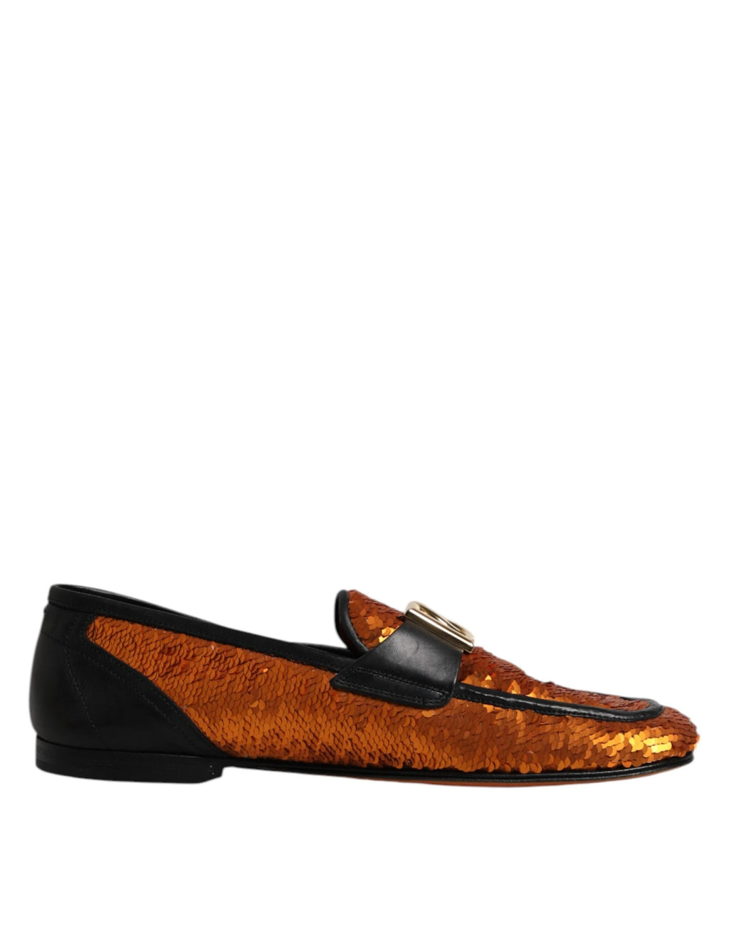Dolce & Gabbana Orange Sequin Embellished Men Loafers Shoes by Dolce & Gabbana