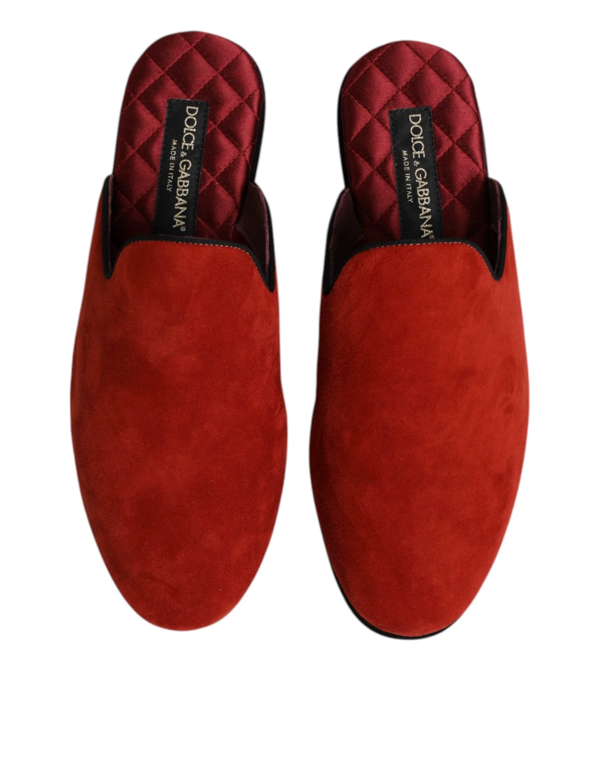 Dolce & Gabbana Orange Suede Slides Flat Slipper Shoes by Dolce & Gabbana