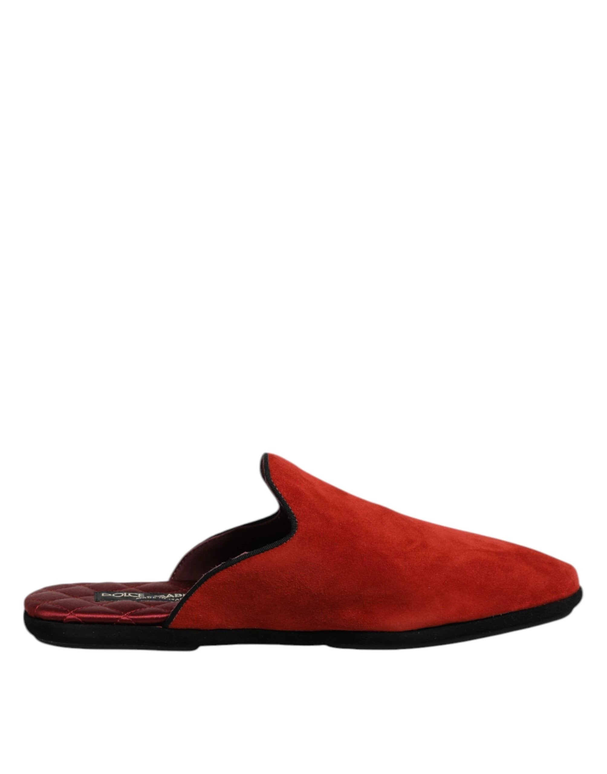 Dolce & Gabbana Orange Suede Slides Flat Slipper Shoes by Dolce & Gabbana