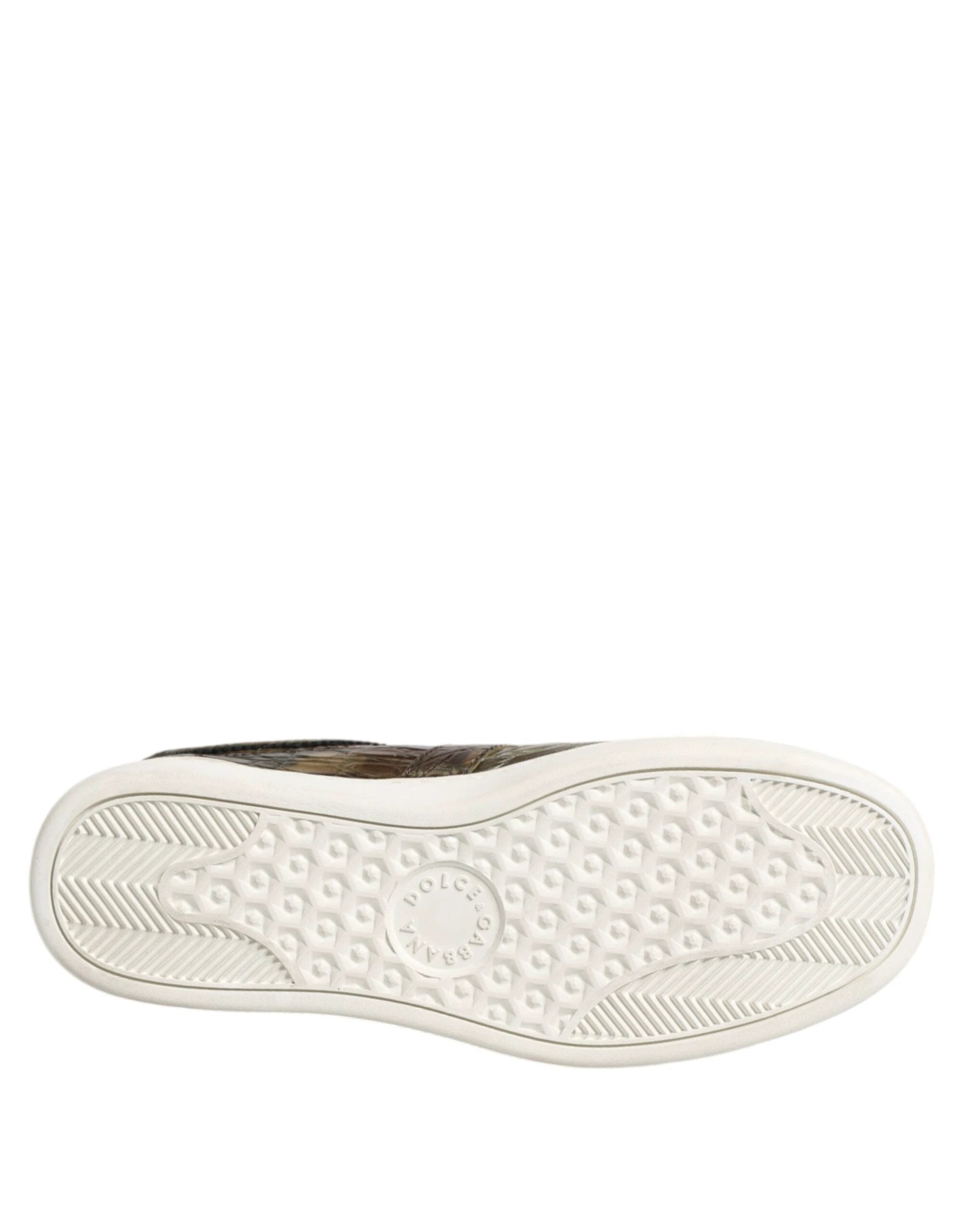 Dolce & Gabbana Brown Exotic Leather Low Top Sneakers Shoes by Dolce & Gabbana