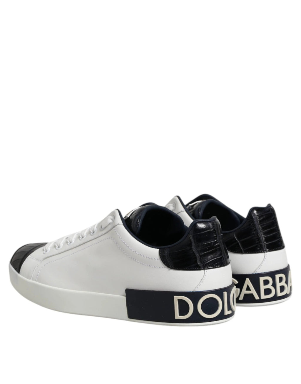 Dolce & Gabbana White Black Leather Portofino Sneaker Shoes by Dolce & Gabbana