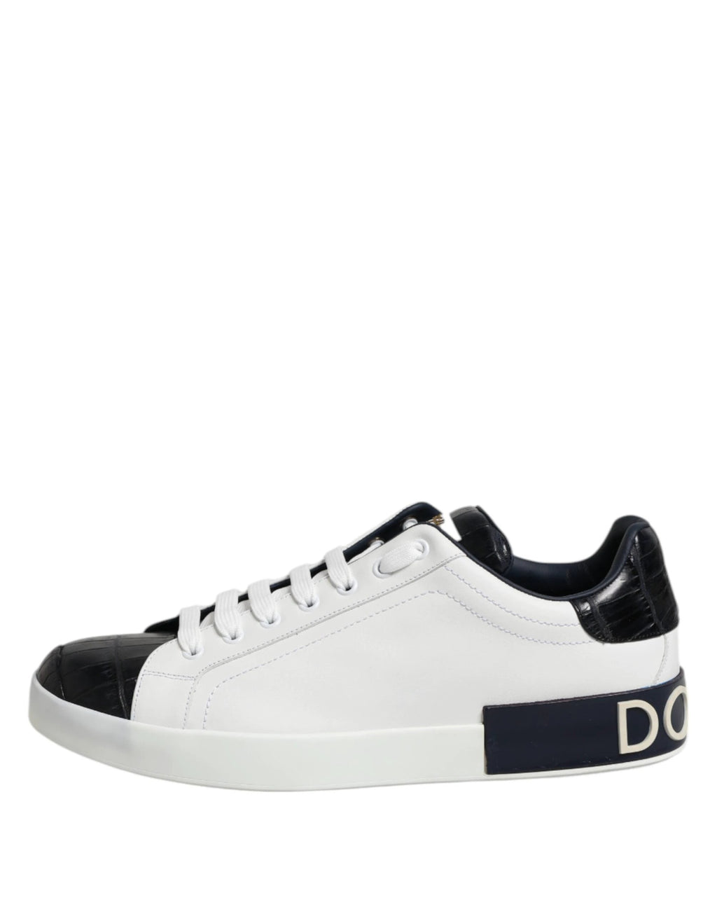 Dolce & Gabbana White Black Leather Portofino Sneaker Shoes by Dolce & Gabbana