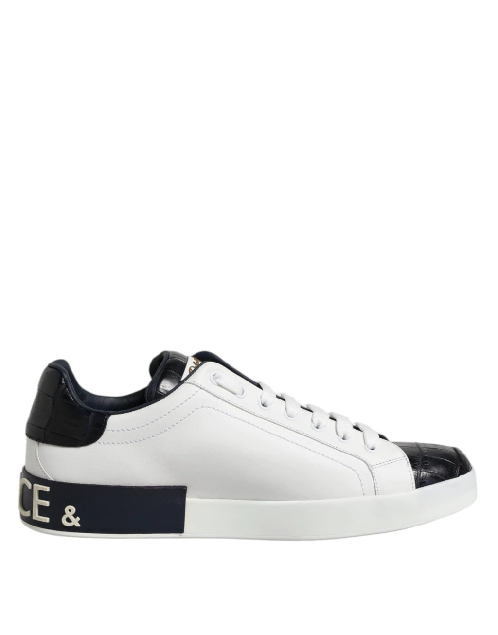 Dolce & Gabbana White Black Leather Portofino Sneaker Shoes by Dolce & Gabbana
