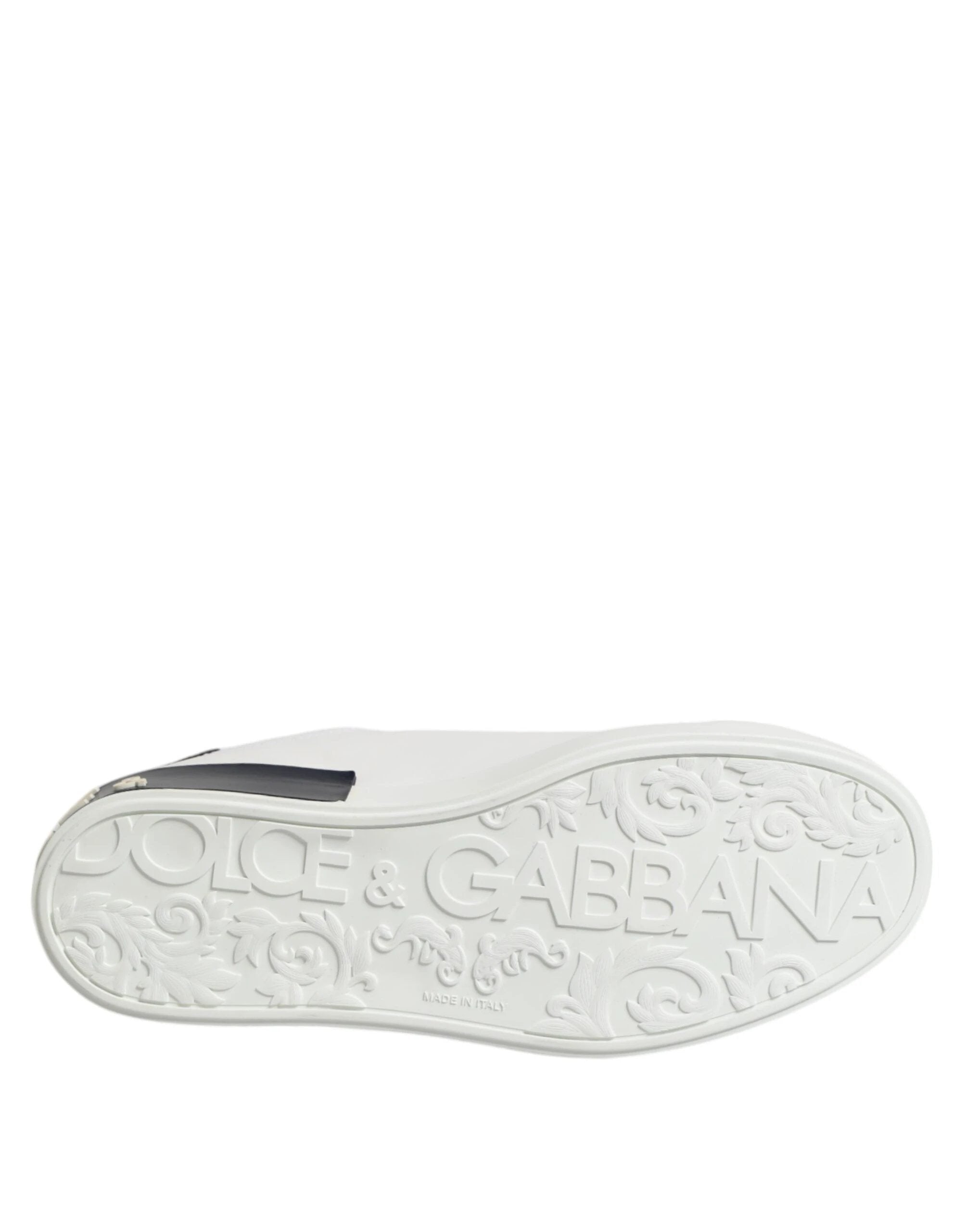 Dolce & Gabbana White Black Leather Portofino Sneaker Shoes by Dolce & Gabbana