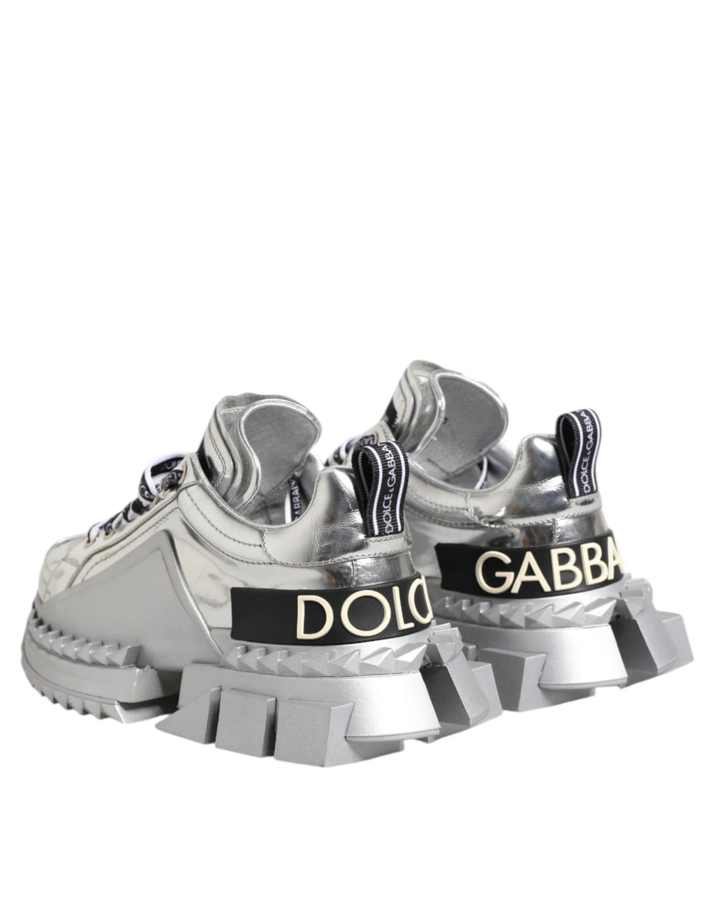 Dolce & Gabbana Silver Leather Super Queen Sneakers Shoes by Dolce & Gabbana