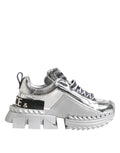 Dolce & Gabbana Silver Leather Super Queen Sneakers Shoes by Dolce & Gabbana