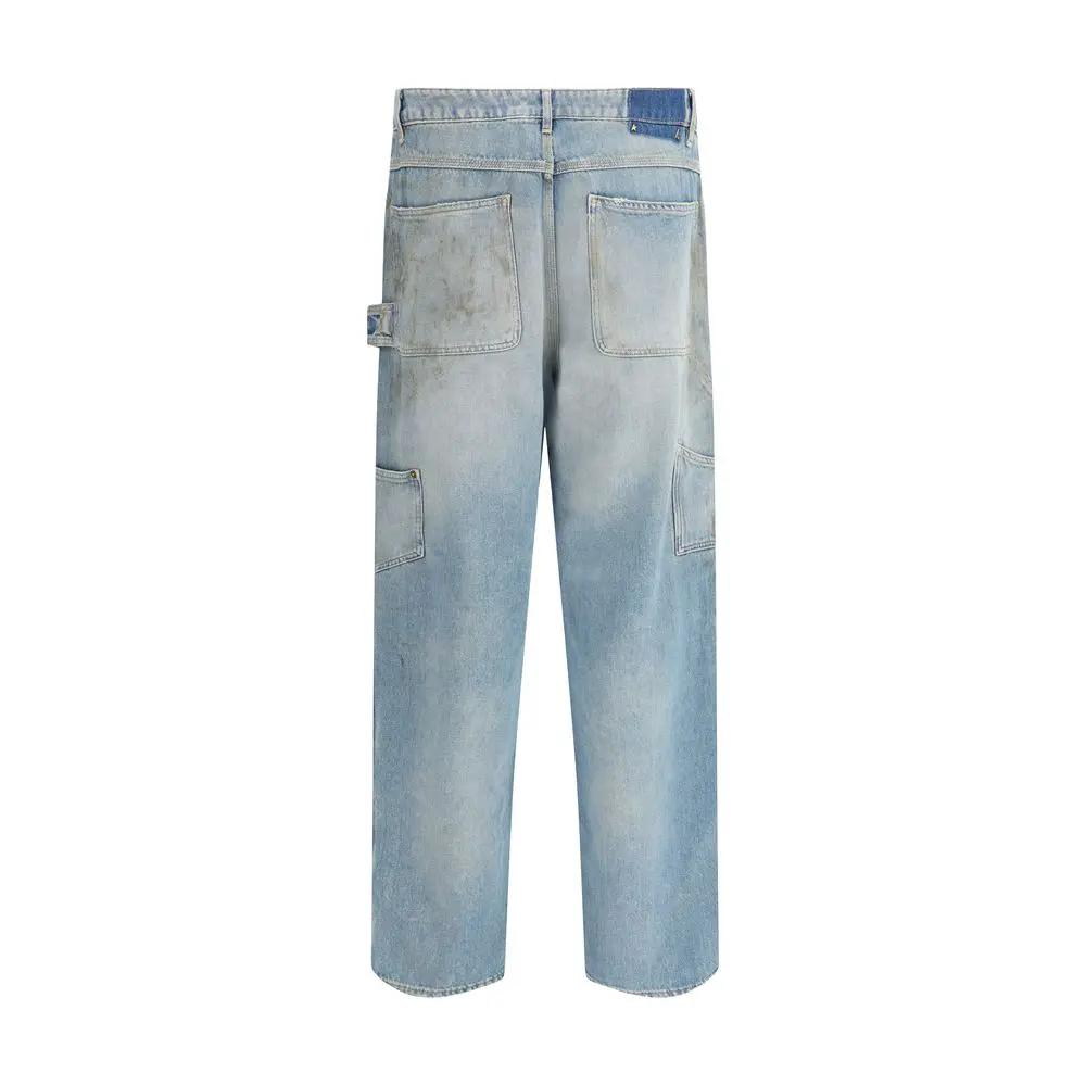 Men’s Blue Wide-Leg Jeans – Golden Goose Marley Destroyed Denim Oversize Fit