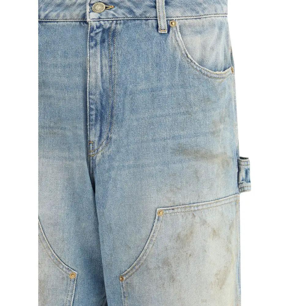 Men’s Blue Wide-Leg Jeans – Golden Goose Marley Destroyed Denim Oversize Fit