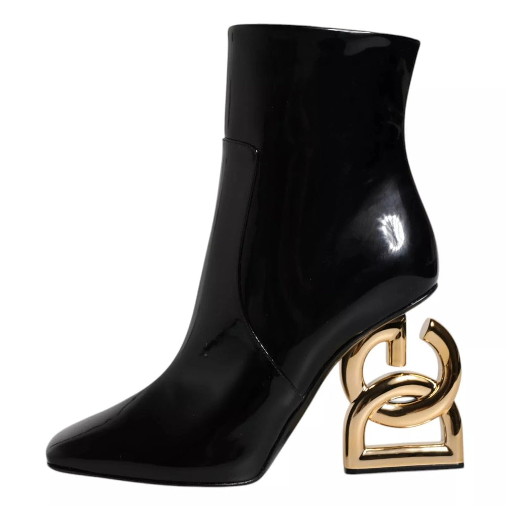 Dolce & Gabbana Black Jackie Leather Mid Calf Boots Shoes by Dolce & Gabbana