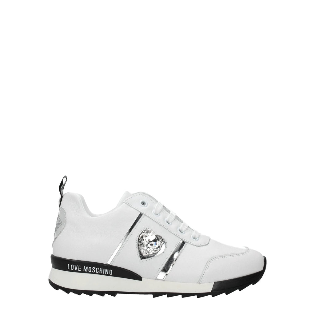 Love Moschino White Leather Low Top Sneakers by Love Moschino