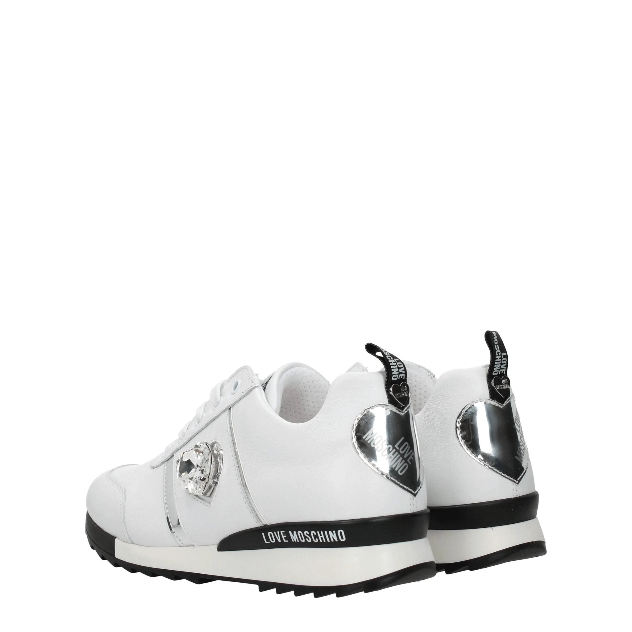 Love Moschino White Leather Low Top Sneakers by Love Moschino