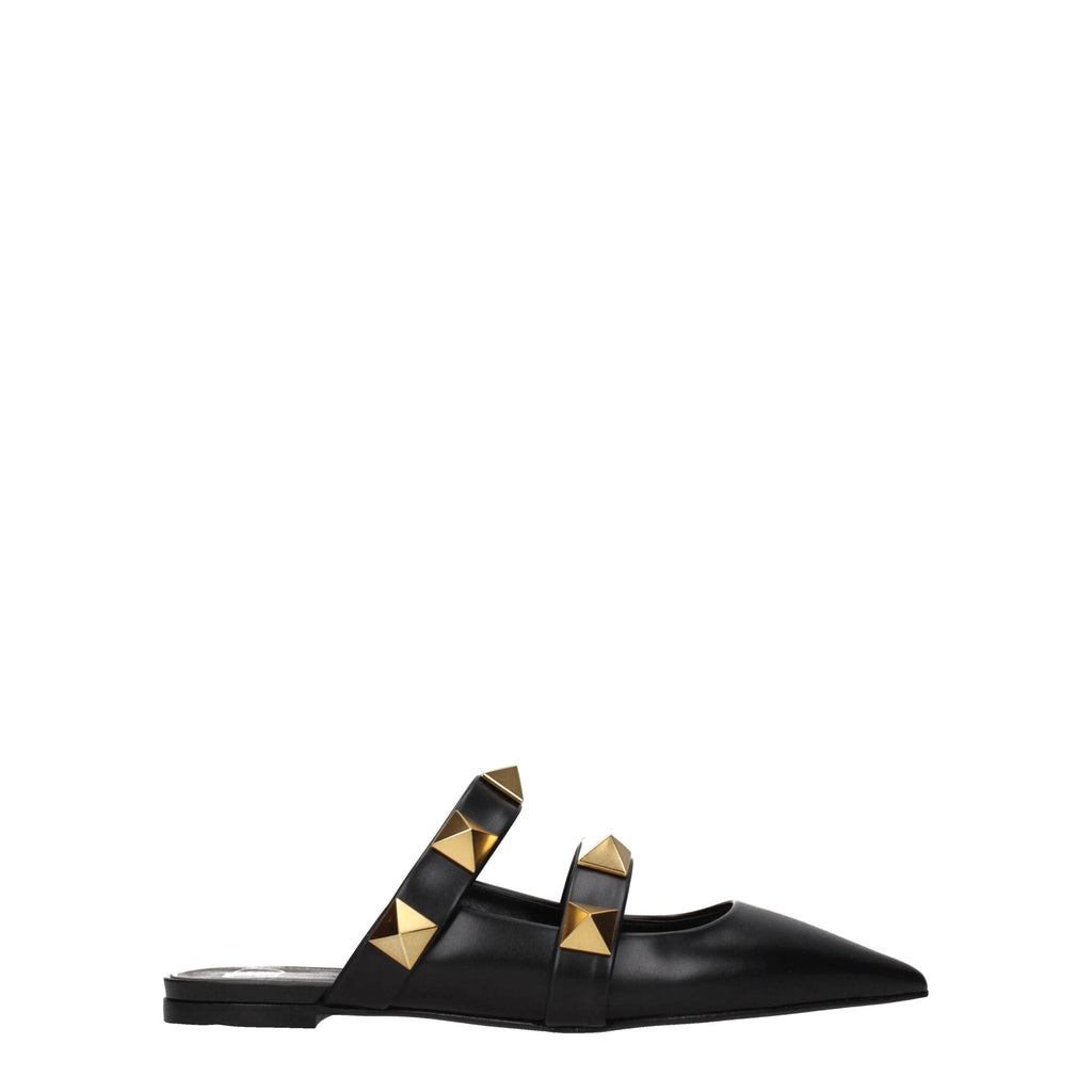 Valentino Garavani Black Leather Mules by Valentino Garavani