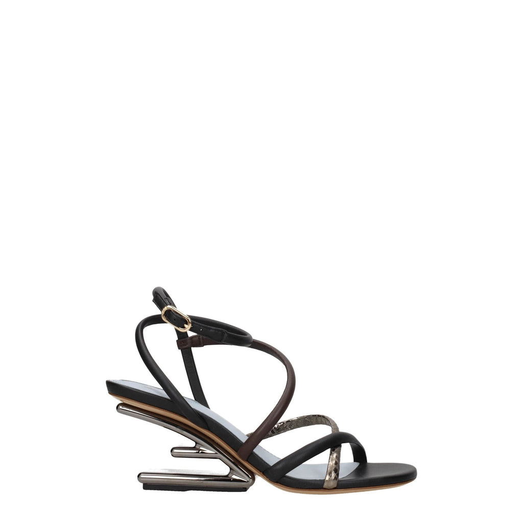 Fendi Multicolor Leather Flat Sandals by Fendi