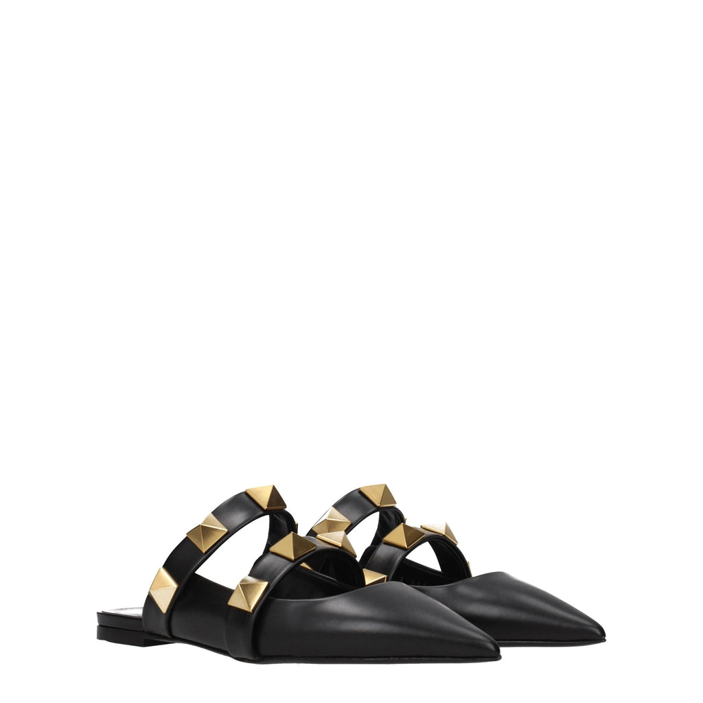 Valentino Garavani Black Leather Mules by Valentino Garavani
