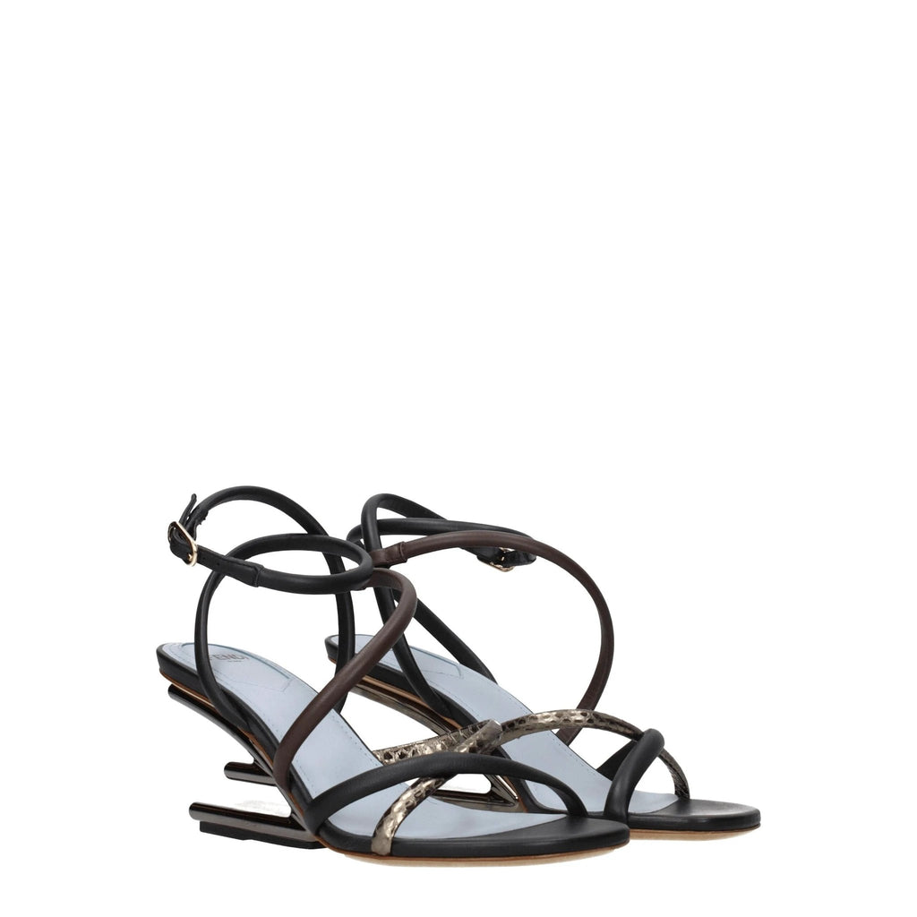 Fendi Multicolor Leather Flat Sandals by Fendi