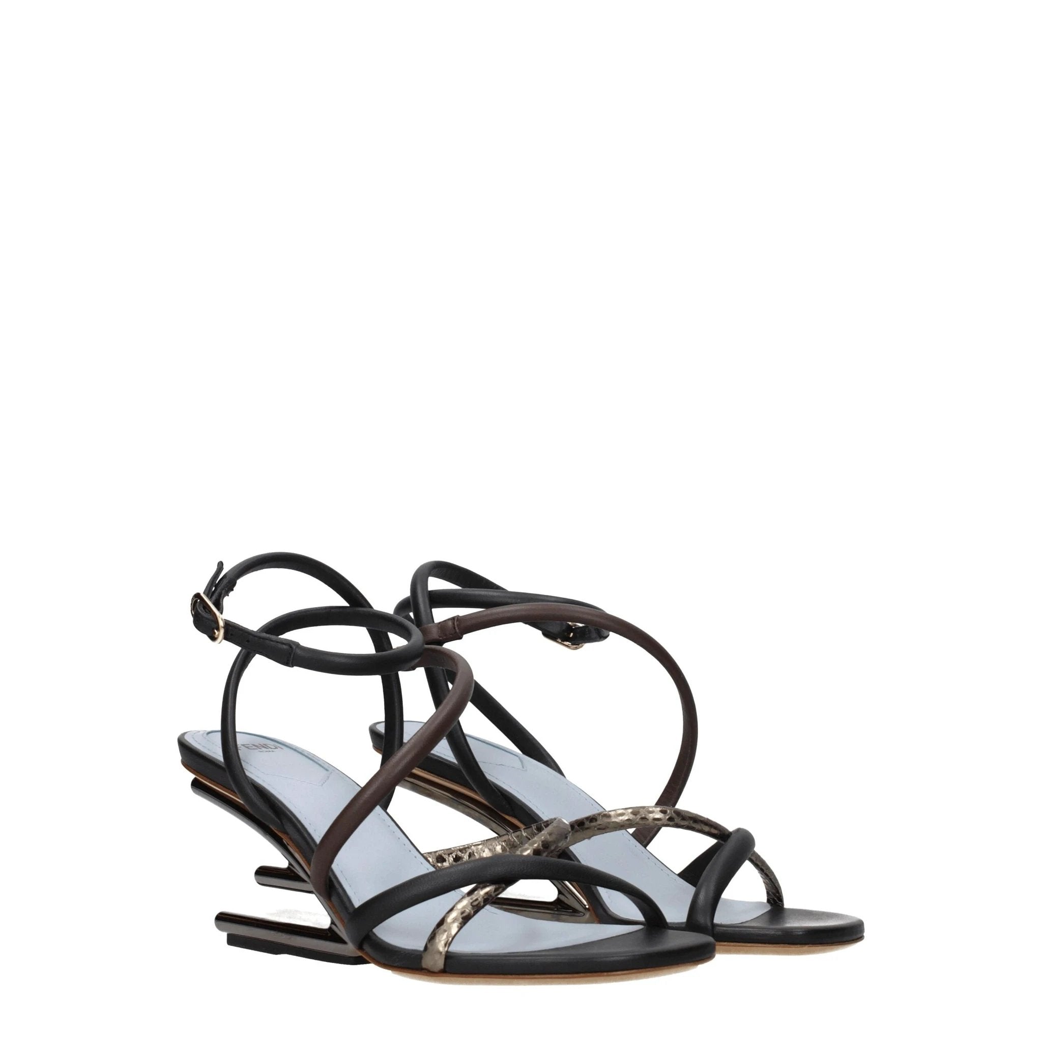 Fendi Multicolor Leather Flat Sandals by Fendi