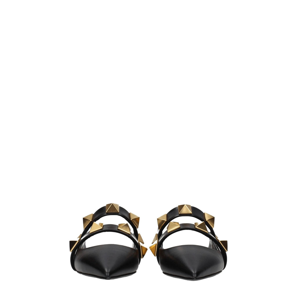 Valentino Garavani Black Leather Mules by Valentino Garavani