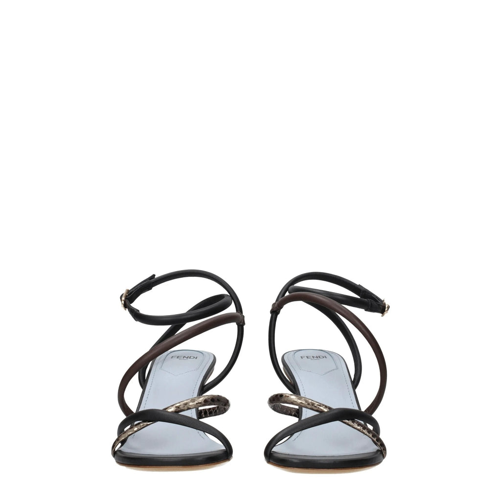 Fendi Multicolor Leather Flat Sandals by Fendi