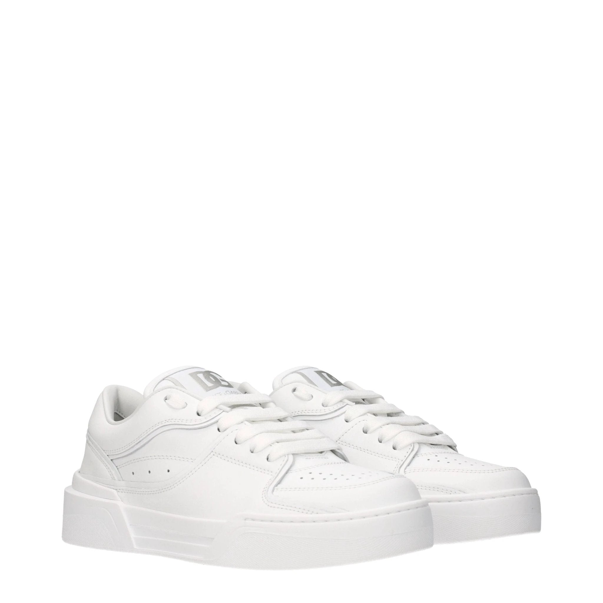 Dolce & Gabbana White Leather Low Top Sneakers by Dolce & Gabbana